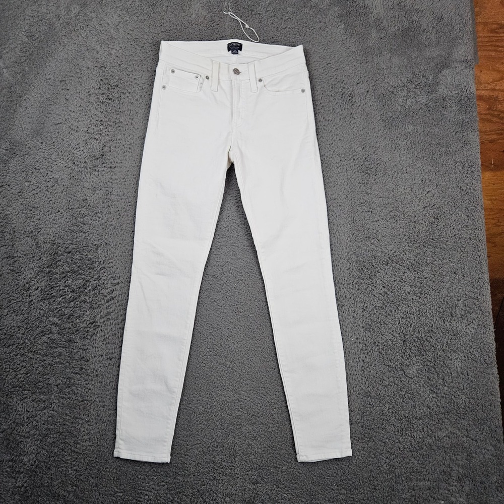J.Crew Womens 8" Mid Rise Skinny Jeans Size 25 White Denim Re-Imagined